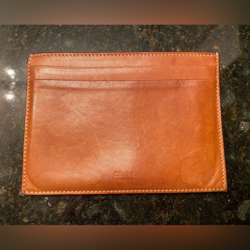 Celine multifunction card holder in brown leather